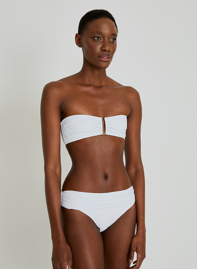 White Drop Bandeau Hw Ruched Bikini