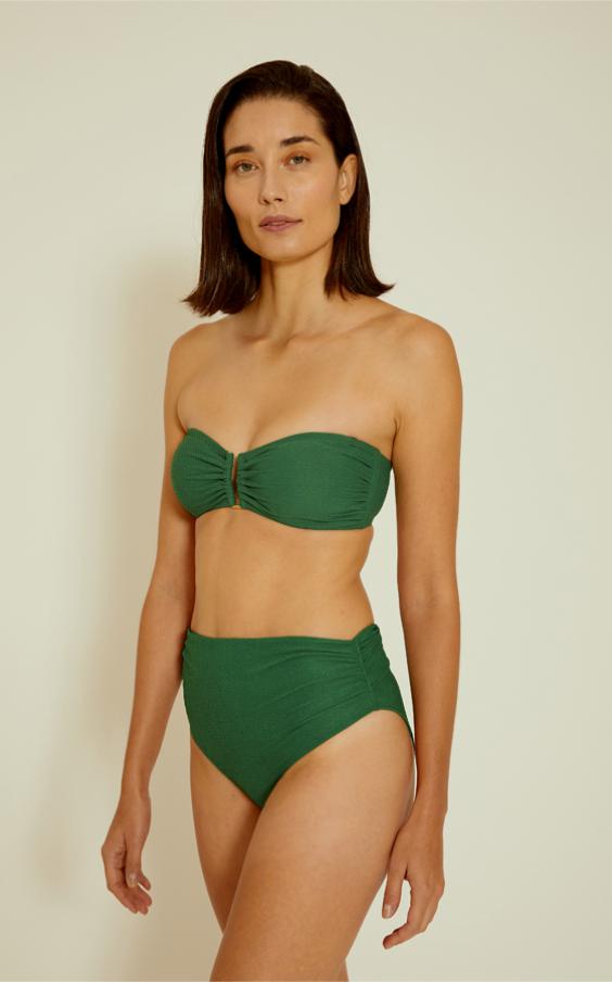 Brunswick Green Drop Bandeau Hw Ruched Bikini