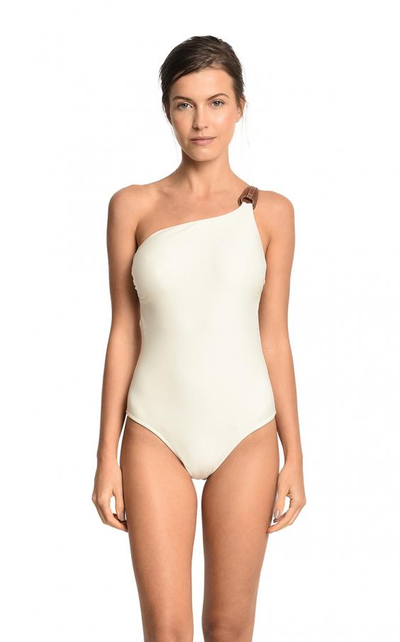Off White Saddlery Leather Asymmetrical Maillot 